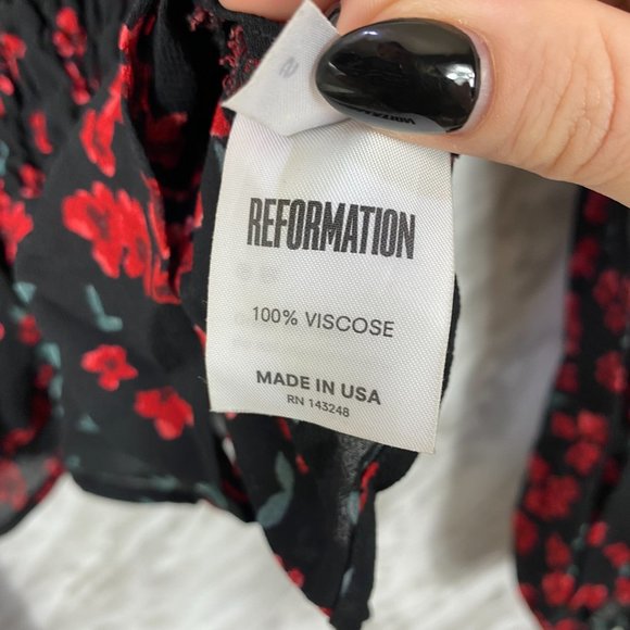 Reformation Farrow Top in Oracle Floral - Size Small - Sheer, Balloon Sleeve - Picture 7 of 8